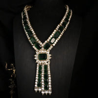 Emerald rhinestone exquisite fashion necklace earrings full of diamond high-end sweater chain earrings medieval all-match jewelr
