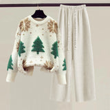 Women's Sweater New Christmas Tree Snow Youthful woman Clothes Long Sleeve Tops Blouse O-neck Sweatshirts Y2K Knitwear All-match