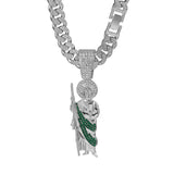Men Women Hip Hop Saint Jude Pendant Necklace,13mm Cuban Chain Religious Saint Jude Idol Pendants Charm Jewelry 2025 New Arrived