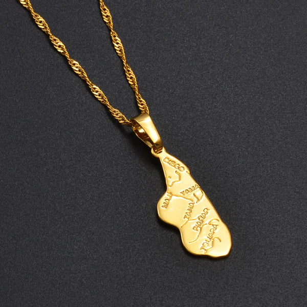 Anniyo Madagascar Map Pendant Necklaces for Women Girls Jewelry African Malagasy Maps  #201902