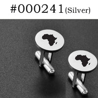Anniyo (2 Pieces) Cufflinks for Men Women Gold Color/Silver Color Stainless Steel Cuffs Jewelry Africa Map Design #000141