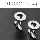 Anniyo (2 Pieces) Cufflinks for Men Women Gold Color/Silver Color Stainless Steel Cuffs Jewelry Africa Map Design #000141