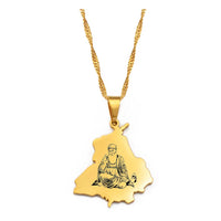 India Punjab Map Sikh Sikhism Pendant Necklaces Sikhs Jewelry Stainless Steel #D2010