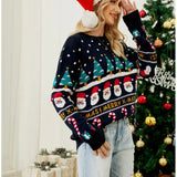 Vintage Style 2025 Christmas Women's Knitwear Warm Soft Sweaters Cartoon Print Casual Loose Jumper Xmas Look Female Pullover Top