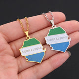 2024 new fashion stainless steel Sierra Leone map pendant necklace temperament everything collarbone chain birthday anniversary