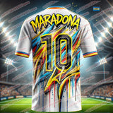 Football King Superstar Maradona Printed Men's Fan Commemorative Edition Sports T-shirt Daily Outdoor Breathable Quick Jersey
