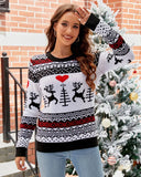 2025 New Trendy Lazy Style Printed Flannel Casual Pullover Christmas Knit Sweater For Women Autumn/Winter Knitted Sweater