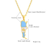 2024 new fashion stainless steel Argentina map and flag pendant necklace temperament everything collarbone chain birthday annive