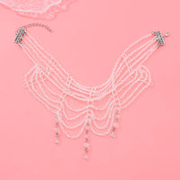 Black White Crystal Beads Necklace for Women Handmade Bohemian Drop Fashion Statement Choker Necklaces Female Lady Charm Jewelry