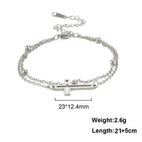 Skyrim Bohemia Cross Pendant Ankle Bracelet Fashion Foot Jewelry for Women Summer Beach Party Stainless Steel Bead Chain Anklet