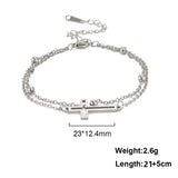 Skyrim Bohemia Cross Pendant Ankle Bracelet Fashion Foot Jewelry for Women Summer Beach Party Stainless Steel Bead Chain Anklet
