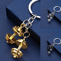 New Mini Metal Dumbbell Keychain For Man Double Dumbbell Gym Mobile Backpack Hanging Accessories Keychain Party Gift