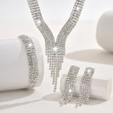 4PC Women's Fashion Geometric Tassel Necklace Earrings Bracelet Jewelry Set Suitable for Wedding, Party, Festival Gifts-8538
