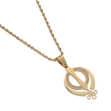 Stainless Steel Sikhism Necklace Pendant Sikh Khanda Jewelry Gold Color Sikhs Necklaces India Pakistan Malaysia Religious