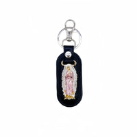 1pc Metal PU Leather Virgin Maria Mama Pendant Keyring Keychain Religious Ornament