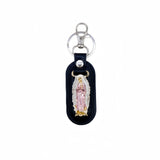 1pc Metal PU Leather Virgin Maria Mama Pendant Keyring Keychain Religious Ornament