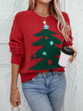 2024 Autumn Winter Women Christmas Tree Pattern Sweaters Casual Knitwear Crew-Neck Pullover Holiday Sweater Woman Pullovers