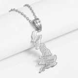 Anniyo United Kingdom of Great Britain and Northern Ireland Map Pendant & Necklaces for Women UK Country Maps #201210