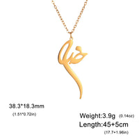 Jeshayuan Iranian Farsi God Necklace for Women Persian Calligraphy Love Pendant Mythology Symbol Amulet Stainless Steel Jewelry