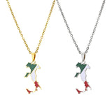 Italian map pendant stainless steel necklace famous ethnic style female niche design sense of light luxury geometric drip oil je