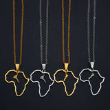 Anniyo Morocco and Eritrea Map Pendant Necklaces Stainless Steel Jewelry #313421