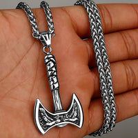 Viking Odin Raven Double Axe Necklace Mixed Gold Color Stainless Steel Pendant Men's Scandinavian Jewelry Party Club Gift