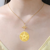 EUEAVAN God Name Tetragrammaton Pentacle Necklaces Stainless Steel Sacred Witch Knot Pendant Chain Solomon Seal Amulet Jewelry