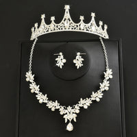 Ladies' fashionable, simple, light luxury style, crown necklace, earrings, jewelry set, wedding party, holiday gift
