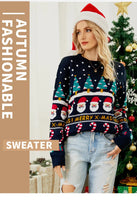 Autumn And Winter Christmas Tree Sweater Pullover Small Snowman Sweater New Fashion Elegant Casual Loose Top Sweater 2025