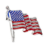 Patriotic American Flag Brooch Zinc Alloy Rhinestone Enamel Waving US National Flag Pin Decorative Sweater USA Flag Badge