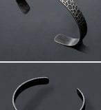 European and American Minimalist Concave Point Bracelet Men Women's Retro Versatile Stainless Steel Couple Opening Trend Bangle