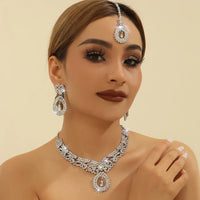 4PCS Women's Metal Jewelry Set Bollywood Jewelry Set Necklace Earrings Set Wedding Party Jewelry