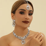4PCS Women's Metal Jewelry Set Bollywood Jewelry Set Necklace Earrings Set Wedding Party Jewelry