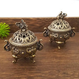 Mini Elephant Three Leg Incense Burner Sandalwood Metal Home Office Decor Therapeutic Incense Holder for Relaxation