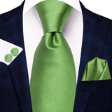 Gift Tie for Men 2023 New Sage Green Plaid Fashion Brand Wedding Party Necktie Handky Cufflinks Wholesale Hi-Tie Designer
