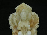 5.8" Old China Han White Jade Carving Buddhism 4 Arms Lord Shiva Goddess Statue