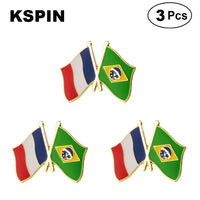 France & Pakistan Flag Lapel Pin Friendship Flag Badge Flag pin 3pcs A Lot