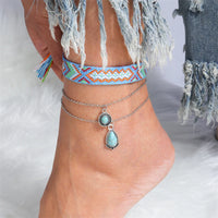 Bohemian Handmade Beads Anklets Embroidery Braided Ankle Bracelets Summer Beach On Leg Foot Chain Female Girls Jewelry Gifts
