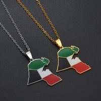 Anniyo Kuwait Map Flag Pendant Necklaces Kuwaiti Stainless Steel Jewelry #324721