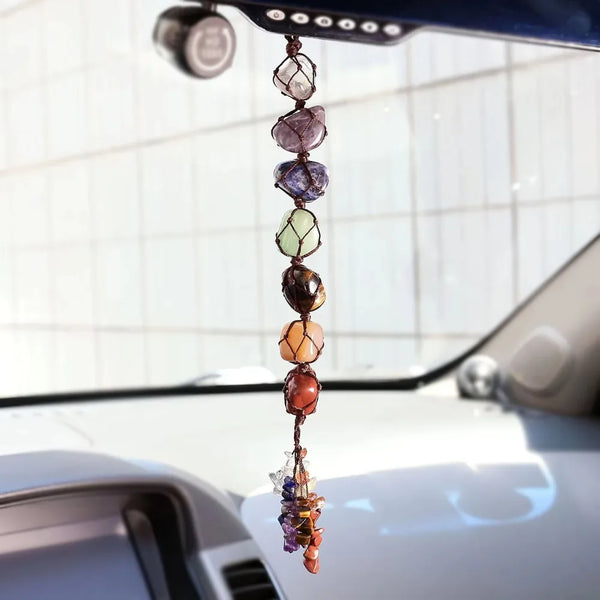 7 Chakras Crystal Hanging Ornament Mysterious Charming Car Hanging Pendant Handmade Natural Stone Ornaments