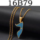 Anniyo Somalia Map (Light Blue Flag) Pendant Necklaces for Women Girls Jewelry Charms Maps @360921
