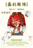 2025 European and American 3D digital printed women's hoodie Christmas snowman deer series round neck casual sweater
