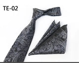 Royal Striped Paisley Ties For Men Luxury 8cm Necktie Pocket Square Cufflinks Gift Set Jacquard Weave Tie Suit Accessories