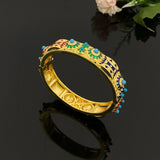 Flora Vintage Luxury Women's Multicolor Gold Plated Jewelry Set Necklace Earrings Bracelet Party Gift Jewelry for Women Birthday