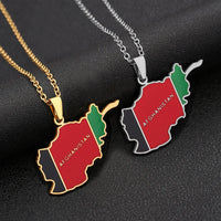2024 New fashion stainless steel Afghanistan map necklace for men and women geometric titanium steel pendant ethnic style collar
