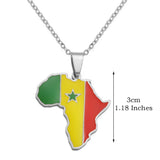3CM Hip-Hop Africa Map Pendant Necklaces Stainless Steel Jewelry Kenya Mali Senegal Somalia Ghana Sierra Leone Liberia #350221