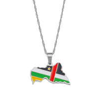 Anniyo Central African Republic Map Flag Pendant Necklace Centrafricaine Jewelry #257921