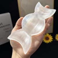 1pc Selenite Moon Goddess Selenite Bowl,Triple Moon Bowl,Crystal Gifts,Home Decor,Crystal Bowl For Witchcraft Divination
