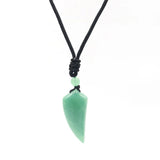 New Natural Stone Wolf Tooth Pendant Necklace for Man Amulet Amethyst Tiger eye White Crystal Pendants Halloween Jewelry Women