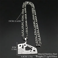 Judaism Jerusalem Old City Jewish Stainless Steel Necklaces for Women Men Gold Color Temple of God Hebrew Chain Amulet Jewelry